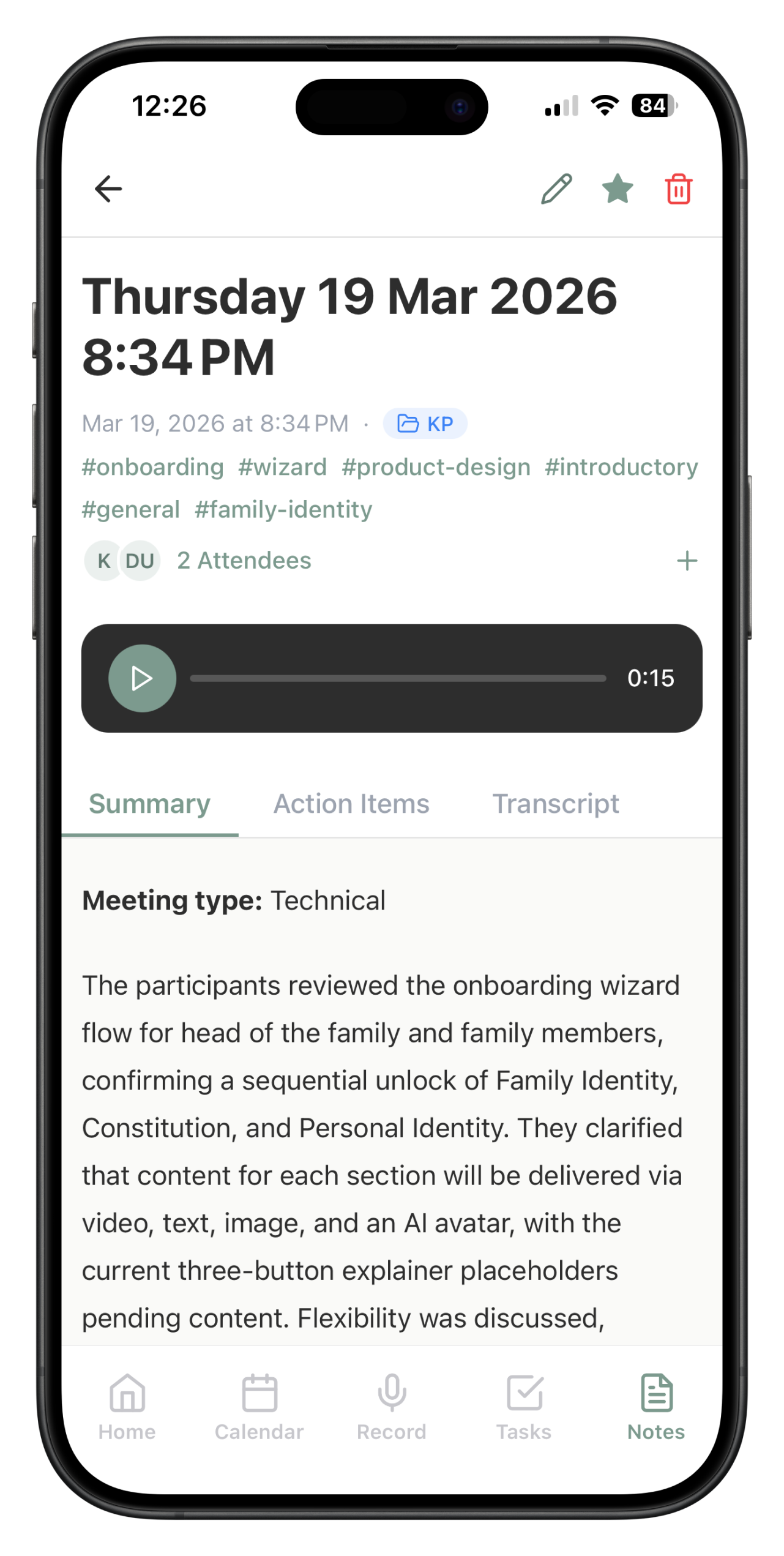 MeetNote AI meeting summary